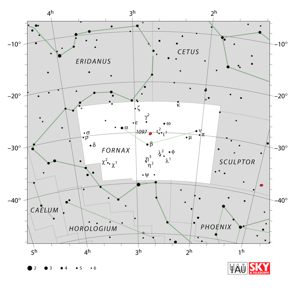 Carte IAU de Fourneau : limites, étoiles et tracés