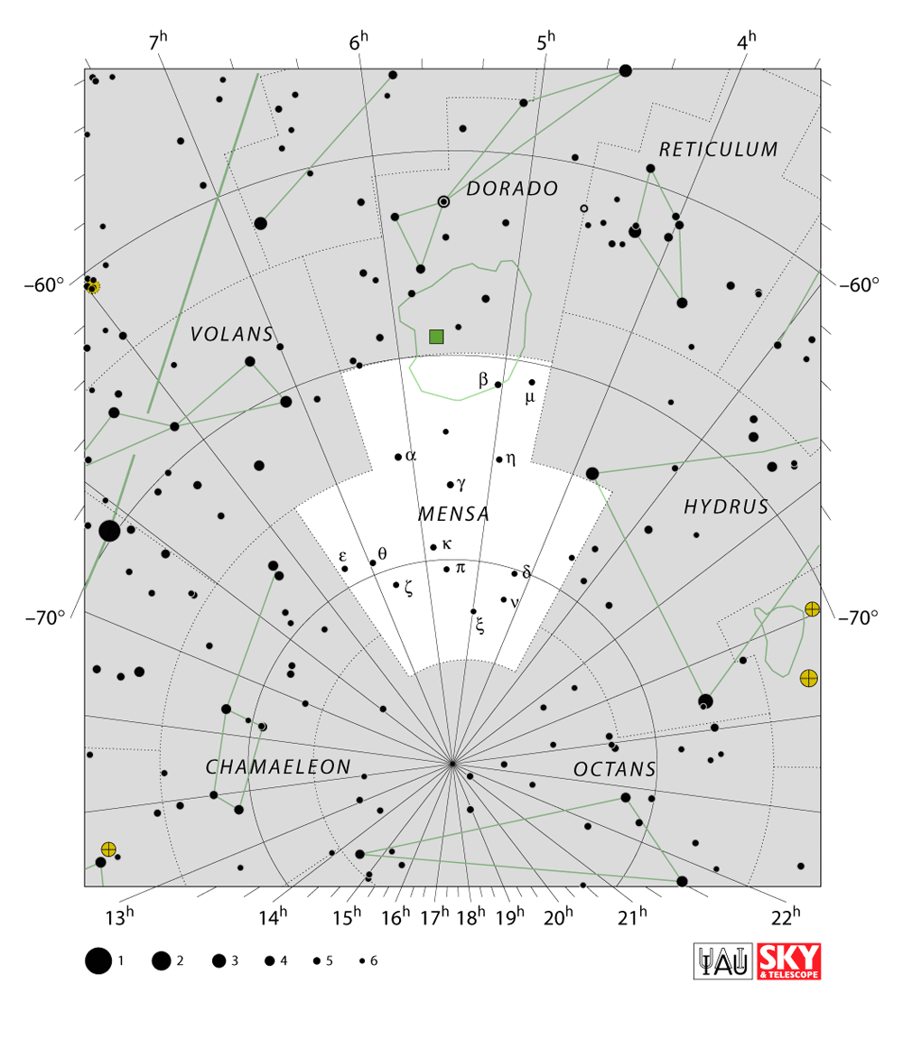 Carte IAU de Table : limites, étoiles et tracés