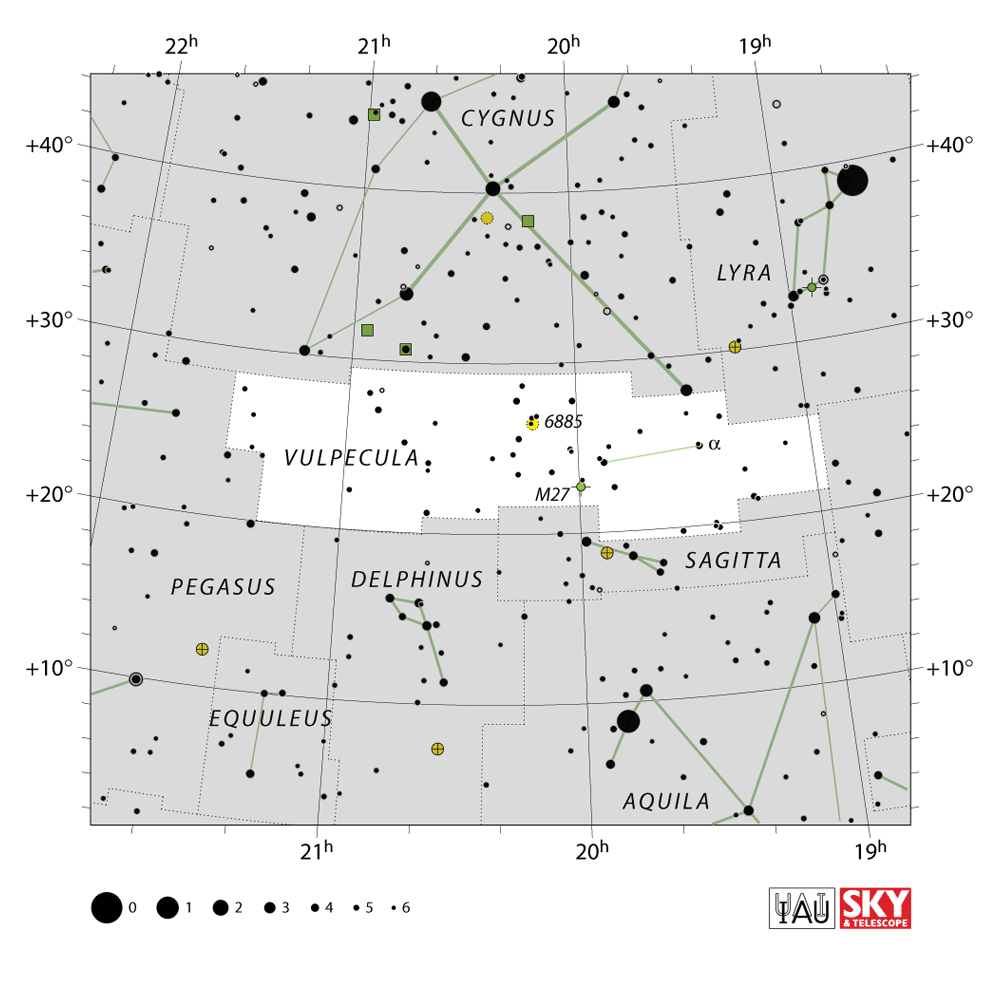 Carte IAU de Petit Renard : limites, étoiles et tracés