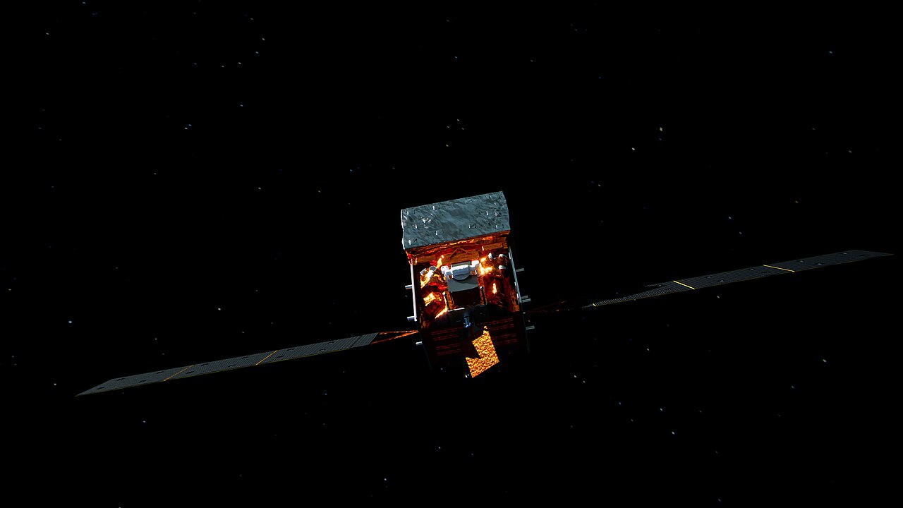 Künstlerische Darstellung des Weltraumteleskops Fermi.