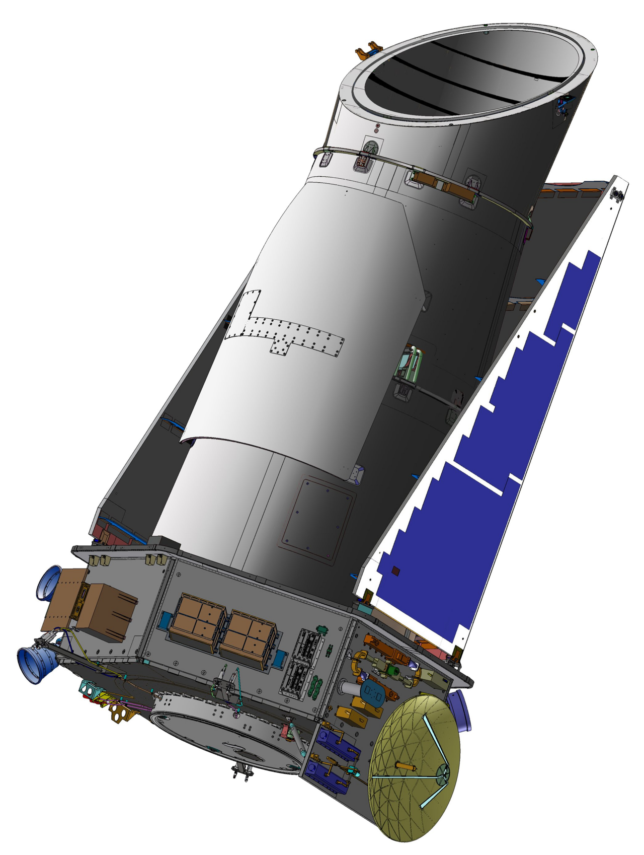 Künstlerische Darstellung des Weltraumteleskops Kepler.
